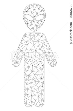 Alien Polygon Alien Person Polygonal Frame Vector Mesh... - Stock Illustration ...
