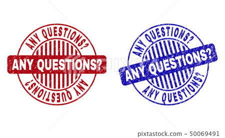 Grunge ANY QUESTIONS Question Scratched Round Stamps 50069491