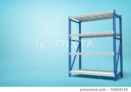 3d rendering of silver blue metal rack on blue background 50069556