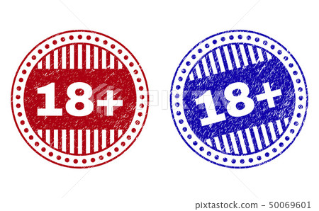Grunge 18 Plus Scratched Round Stamps 50069601
