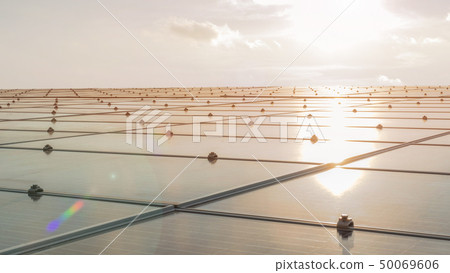 Solar panel installed on building roof for PV Solar panel installed on building roof for PV 50069606