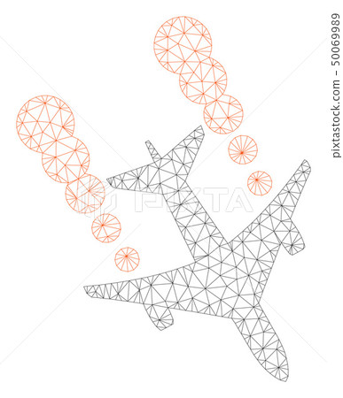 Airplane Smoke Trace Polygonal Frame Vector Mesh Illustration 50069989