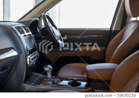 Interior of prestigious new car. Blur background 50070210