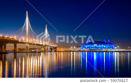 Saint-Petersburg sunset panorama of Neva delta 50070827