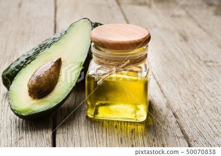 Fresh sliced avocado and oil 50070838