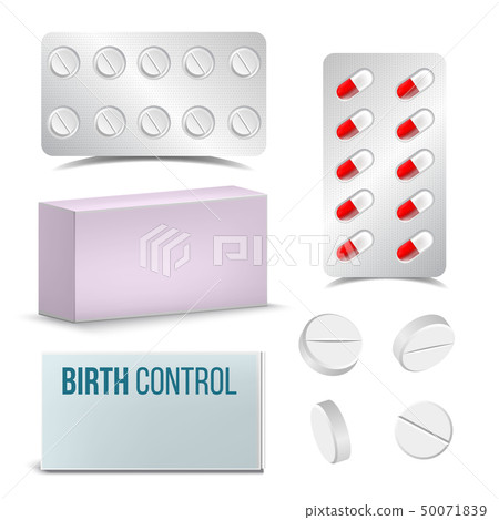 Realistic Female Oral Contraceptive Pills Vector 50071839