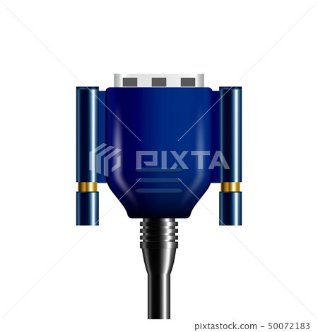 Display Connector Vector Realistic Blue Vga Display Connector Plug Vector - Stock Illustration ...