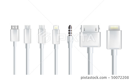 Realistic Different Cables Connection Set Vector 50072208