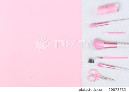 Beauty unicorn makeup brushes on silver pink 50072783
