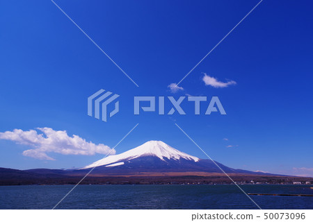 Mt. Fuji and the blue sky seen from the shore of Lake Yamanaka Mt. Fuji and the blue sky seen from the shore of Lake Yamanaka 50073096