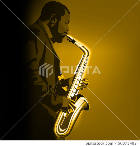 abstract music illustration with saxophone player 50073492