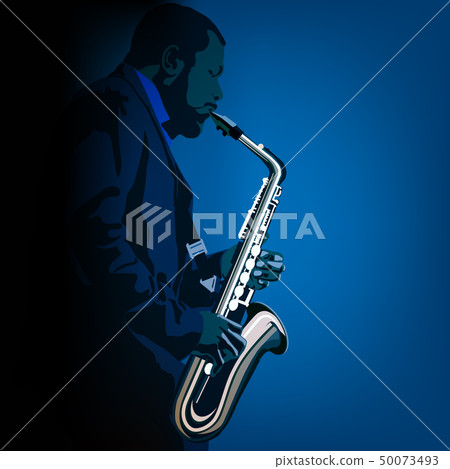 abstract music illustration with saxophone player 50073493