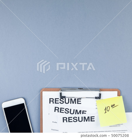 We are hiring flat lay on blue background We are hiring flat lay on blue background 50075208
