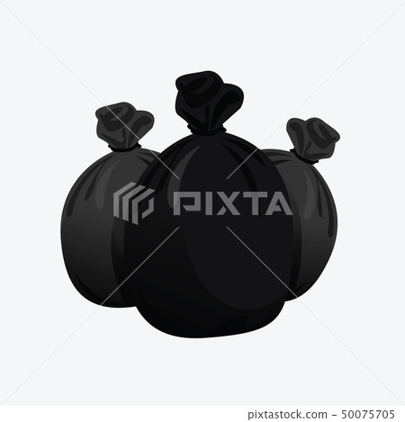 pile of black bag plastic waste, garbage three pile of black bag plastic waste, garbage three 50075705