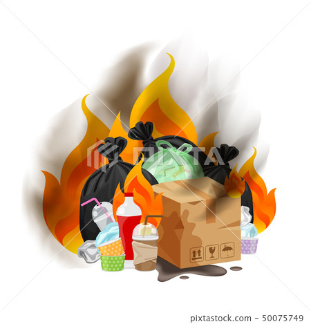 polluted of waste plastic incineration isolated 50075749