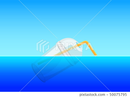illustration plastic cup and straws float 50075795