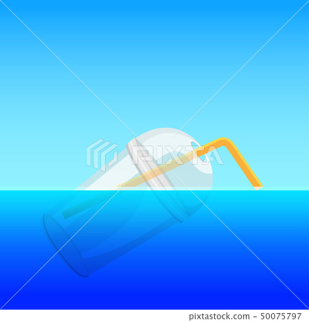 illustration plastic cup and straws float 50075797
