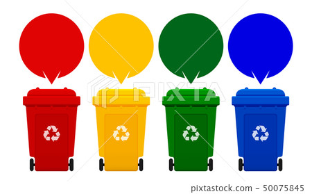 four colorful recycle bins isolated on white 50075845