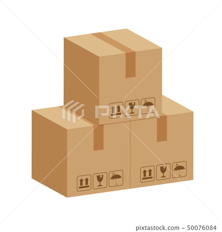 crate boxes 3d, three cardboard box brown 50076084