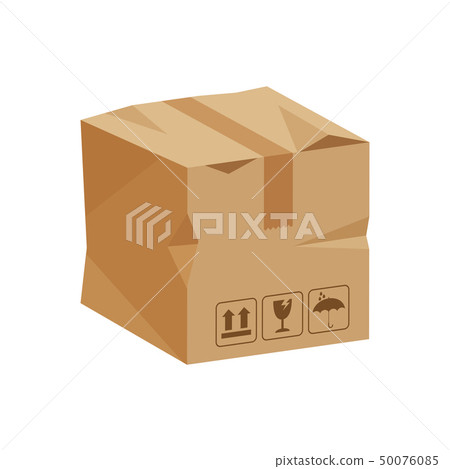 damaged crate boxes 3d, broken cardboard box 50076085