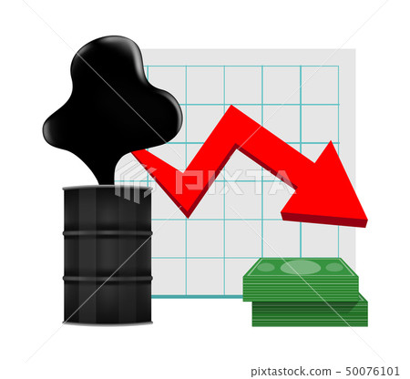 crude oil with falling graph and dollars symbol 50076101