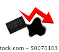 crude oil barrels with falling graph symbol red 50076103