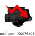crude oil barrels with falling graph symbol red 50076105