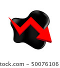 crude oil with falling graph and symbol red arrow 50076106