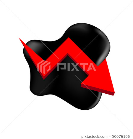 crude oil with falling graph and symbol red arrow 50076106