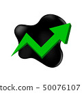 crude oil with pointing up graph and symbol green 50076107