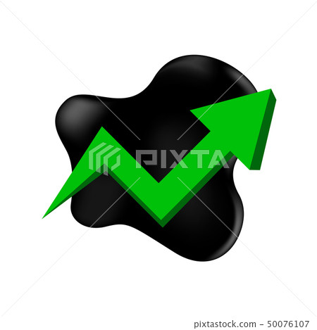 crude oil with pointing up graph and symbol green 50076107