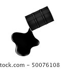 black metal barrel and crude oil drop and spill 50076108