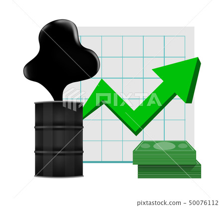 crude oil with pointing up graph and dollars 50076112