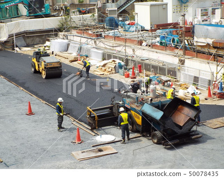 Paving work of parking lot is in progress 50078435