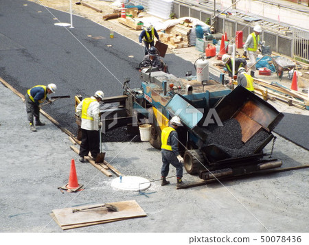 Paving work of parking lot is in progress 50078436