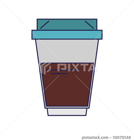 Coffee hot plastic cup coffeeshop isolated blue lines Coffee hot plastic cup coffeeshop isolated blue lines 50078588