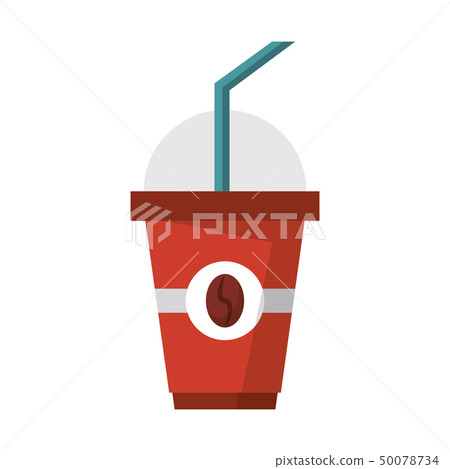 Cold coffee plastic cup with straw isolated 50078734