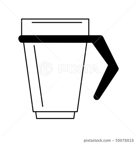 Coffee hot plastic cup coffeeshop with handle isolated in black and white Coffee hot plastic cup coffeeshop with handle isolated in black and white 50078818