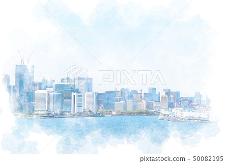 在東京水彩風格的城市景觀 50082195