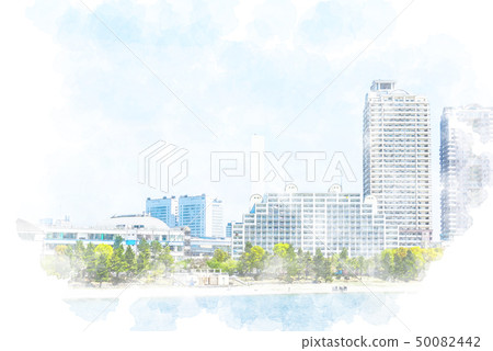 台場高層公寓水彩風格 50082442