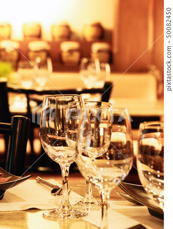 Glasses for wine and champagne at a buffet table, 50082450
