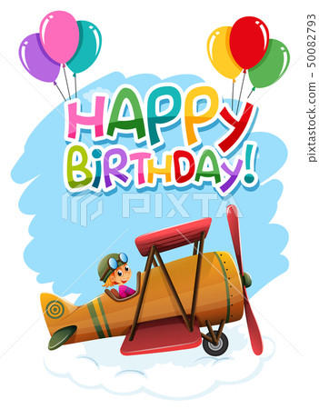 Birthday with vintage plane template 50082793