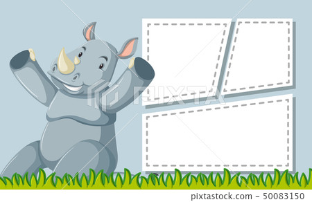 A rhinoceros on note template 50083150