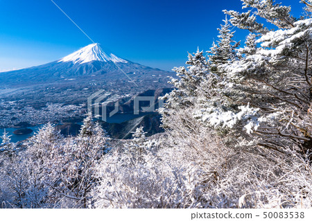 <山梨縣>日本的冬天,富士山和白霜 <山梨縣>日本的冬天,富士山和白霜 50083538