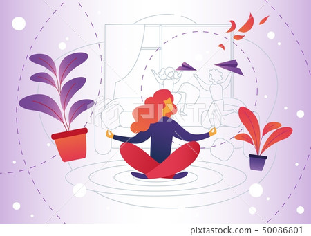 Vector Illustration Meditation at Home Cartoon. Vector Illustration Meditation at Home Cartoon. 50086801
