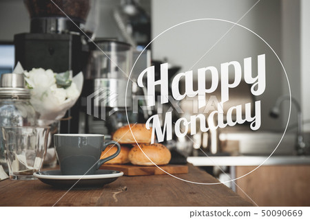 Happy Monday coffee cup background 50090669