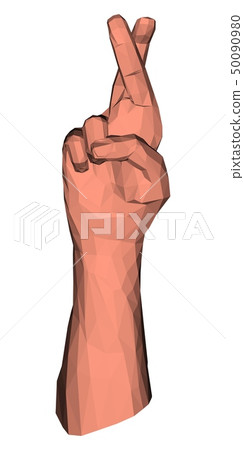 Crossed fingers low poly illustration Crossed fingers low poly illustration 50090980