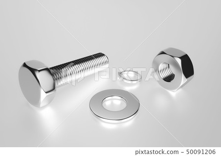Bolts, nuts, washers, growers. 3D rendering 50091206