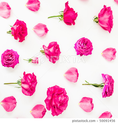Floral composition with pink roses, petals 50091456