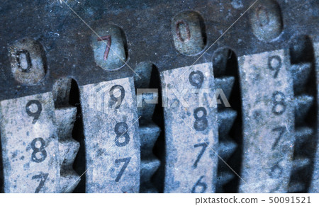 Vintage manual adding machine isolated - 700 50091521